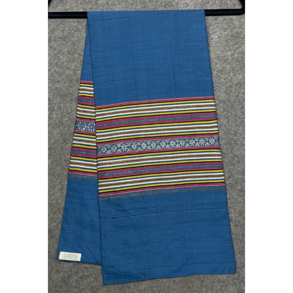 Vintage Gump's San Francisco Scarf Blue Metallic Thread Woven Iridescent Boho